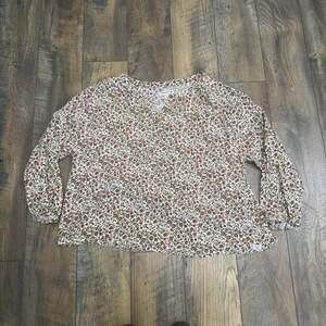 Toad&Co Women M Organic Cotton Floral Peasant Blouse Boho 3/4 Sleeve EUC